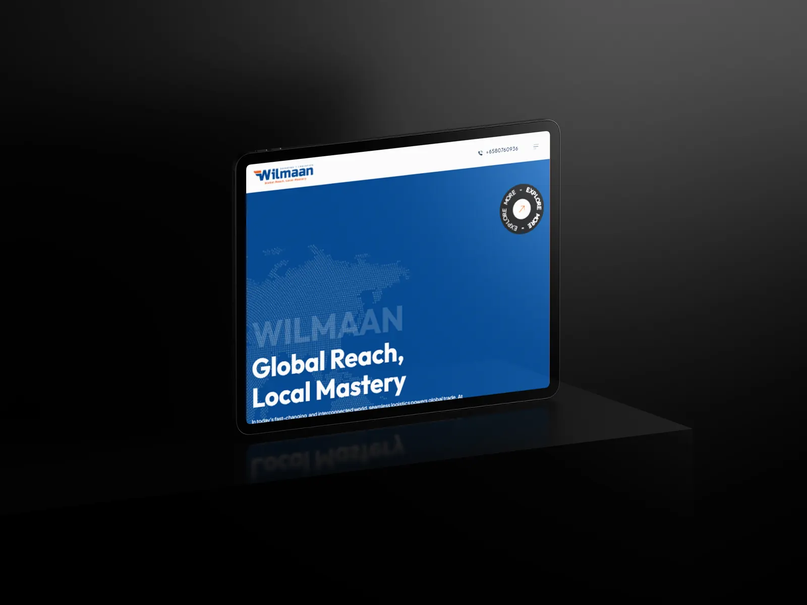 Floating Wilmaan UI mockup showing a page layout on a dark background